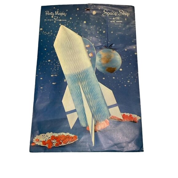 Vintage 1971 Space Ship Party Centerpiece Die Cut Honeycomb Buzza Cardozo Party - Picture 1 of 1